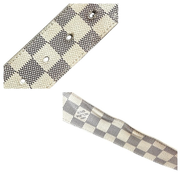 Authentic Louis Vuitton Damier Azur Leather & Gold Buckle Belt 80/32 - Picture 14 of 14